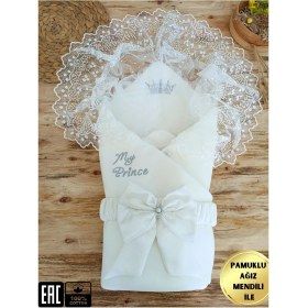Resim Tomuycuk Sahra Taçlı My Prince Erkek Bebek Kundak Ekru 