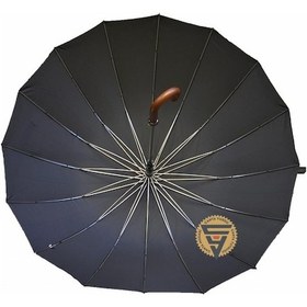 Resim Marlux 16 Telli Baston Ahşap Sap Vale Şemsiye Siyah 