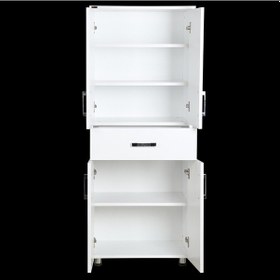 Resim Çok Amaçlı Dolap Model Hard Parlak BEYAZ Suntalem 4Raf 1Çekmece 180 El Yapım Beyaz 