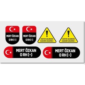 Resim Kişiye Özel Kan Grubu Sticker Seti Motor Kan Grubu Etiket Seti 