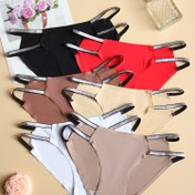 Resim Kadınlar için 6'lı Paket Glam Dikişsiz Külot, %90 Pamuk %10 Elastan, Çapraz Askılı Detaylı Düz Renk, Örgü Kumaş, Düşük Bel, Yumuşak ve Nefes Alabilen İç Giyim ve Lingerie 