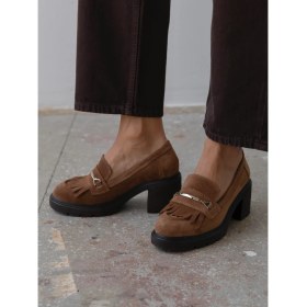 Resim Epis Camel Süet Hakiki Deri Kadın Makosen 