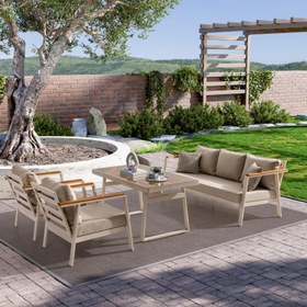 Resim Napoli Krem Üçlü Oturma Grubu 