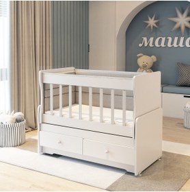 Resim Patiko Furniture Swing 2 Çekmeceli Mdf Çıtalı Beşik (60x120) 