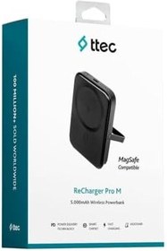 Resim ttec ReCharger Pro M 5.000mAh MagSafe Uyumlu PD 20W Stantlı Kablosuz Taşınabilir Hızlı Şarj Aleti/Powerbank 2BB219 Siyah 