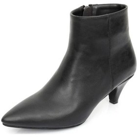 Resim Beyaz Pine Cone İnce Topuklu Sivri Burun Fermuarlı Günlük Kadın Kısa Çizme Siyah Siyah 