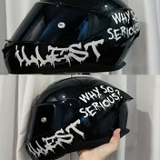 Resim 2 adet Motosiklet Kaskı Graffiti Etiketleri - Şık Siyah ve Beyaz "Neden Bu Kadar Hafif" Etiketleri, Kendi Kendine Yapışkan Vinil, Kaskları Kişiselleştirmek İçin Mükemmel, Motosiklet Aksesuarları 