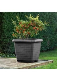 Resim Omnipazar So-hk03 Hisar Kare Tabaklı Saksı 25.5 Litre No 3 Mocha 
