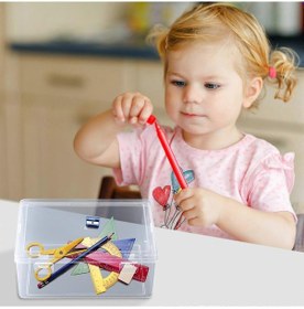 Resim Ganzhoushop Ekstra Büyük Kapasiteli Plastik Kalem Kutusu İstiflenebilir Yarı Saydam Şeffaf Kalem Kutusu Ofis Malzemeleri Depolama Düzenleyici Boxb 