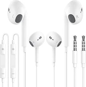 Resim 2'li paket kulak içi kulaklık, kablolu, 3,5 mm jaklı mikrofonlu ve ses ayarlı, gürültü önleyici kulaklık, Samsung, iPad, Xiaomi, MP3/4, Hua-wei, iPhone 6/5/SE, vb. için 3,5 mm ses cihazları 