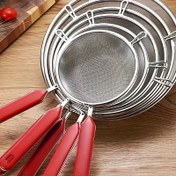 Resim PUKAMAM Paslanmaz Çelik Izgara Süzgeç 5 Kırmızı Silikon Saplı - Un, Makarna ve Sebzeler için İnce Gözenekli Elek, Bulaşık Makinesinde Yıkanabilir Mutfak Aracı Pişirme & Yemek Yapma İçin, Ergonomik Tasarım | Dayanıklı Mutfak Eşyası 