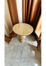 Resim Wood Wooden Ahşap Tekli Mantar Yan Sehpa Modern Fiskos / Naturel Renk/ Zigon Sehpa Naturel 