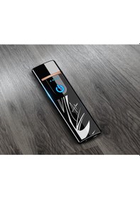 Resim Bk Gift Kişiye Özel Siyah Sigara Tabakası ve Elektronik Dokunmatik Alevsiz Şarjlı Çakmak Seti 10 