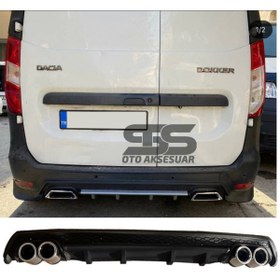 Resim STS Oto Aksesuar Dacia Dokker Difüzör Arka Tampon Eki 4 Egzoz Çıkışlı Siyah Lüx Tip 