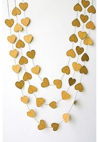 Resim Gold Renk Kalp Kağıt Sarkıt Süs 4,5 Metre (548381523) 