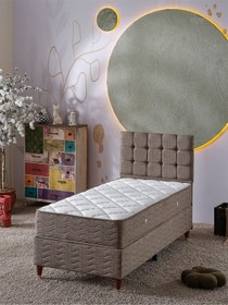 Resim Beehanem 120x200 Bengü Baza+başlik+yatak 3lü Set. Ketenkahve 120 X 200 