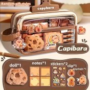 Resim Capybara 7 parça kalem kutusu seti, yeni yaratıcı büyük kapasiteli kalem kutusu, öğrenciler ve hayvan severleri için uygun, Halloween, Noel ve okula dönüş mevsimi için mükemmel bir hediye. 