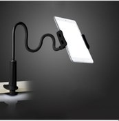 Resim Aubyhe 80cm Metal Tablo Ve Telefon Tutucu: 360 Derece Döner, Esnek Uzun Kollü, Masa/kitaplık Klipsli, Ev Ofis Kullanıma Uygun Siyah Diğer 