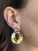 Resim Çift Renk Halka Küpe 