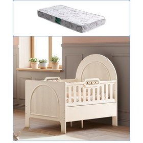 Resim Mdf Beşik, Athena Büyüyen Beşik 90x130 - 1 Adet 90x130 Comfort Yatak Beyaz 