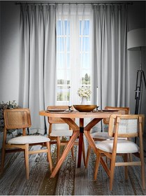 Resim Pera Natural Ahşap Masa Sandalye Takımı 110x110 Natural 