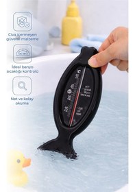 Resim Babyjem Cıvasız Balık Banyo Oda Termometresi Siyah 