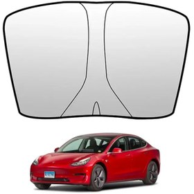Resim Ally Tesla Model Y Model 3 için Ön Cam Güneşliği Katlanır Ön Pencere Güneşlik 