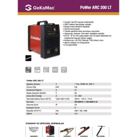 Resim GEKAMAC POWER ARC 200 LT Çanta Kaynak Makinesi 
