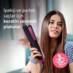 Resim Philips Saç Düzleştirici, Keratin Seramik Plaka, ThermoProtect Teknolojisi, 2 Sıcaklık Ayarı, Tuş Kilidi, 60 Saniyede Isınma, 220°C’ye Kadar Sıcaklık Ayarı, BHS375/00 