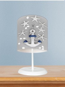 Resim Mekta Home Bebek Ve Çocuk Odası Çapa Desenli Gri Abajur 