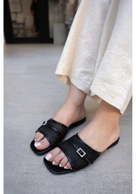 Resim Kija Fileli Toka Detaylı Taş İşlemeli Kadın Terlik Fuşya 