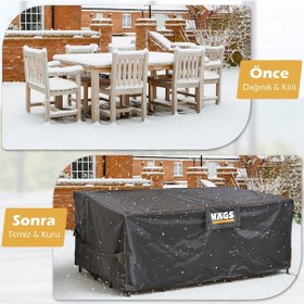 Resim Haegs Bahçe Mobilyası Örtüsü, 200-160-74cm, Ağır Hizmet Oxford Kumaş, Su Geçirmez, Dış Mekan Veranda Masa Örtüsü, Havalandırmalı Masa Ve Sandalye Koruma Kılıfı - Gri 