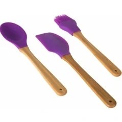 Resim Ün-Ev Ün Ev 3'lü Bambu Saplı Silkon Mutfak Seti 
