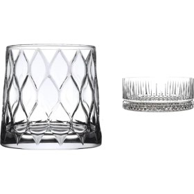 Resim Karokstore Leafy Cam Viski Bardağı, 4 Parça, Şeffaf, 300 cc ve Çerezlik Kase, 2 Parça, Şeffaf, 515 cc 