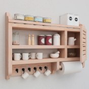 Resim Gudy Wood Ahşap Mutfak Rafı Terek Baharat Rafı 