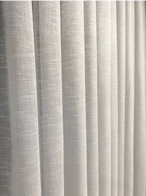 Resim Keten Tül Perde Simli Keten Foldet 1/3 Sık Pile Tül Perde Ekru 