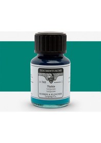 Resim Rohrer&klingner Kaligrafi Mürekkebi Zeichentusche 29-airbrush-fırça-divit-50ml-743-turquoise Çok Renkli 