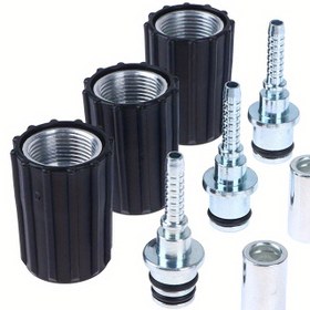 Resim 1 Yüksek Basınçlı Yıkama Makinesi Hortum Bağlantı Seti, D14 D15mm Halka Somunlar M22, Araba Yıkama Hortumu Bağlantı Parçaları, Büküm Bağlantıları 