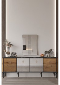 Resim Modalife Cross Aynalı 4 Kapaklı Konsol Lidya/Bendir 