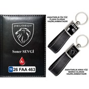 Resim Plakanıza Özel Yeni Peugeot Logolu Siyah Ruhsat Kabı Ve Anahtarlık 