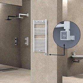 Resim Haiti Elektrikli Havlupan 500x1000 Düz Beyaz Parlak (KTX3 Termostat) 600 Watt 