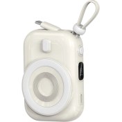 Resim Magsafe Powerbank Wiwu WI-P041 Dijital LED Göstergeli Type-C Kablolu Askılı 10000MAH Beyaz 
