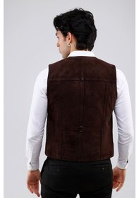 Resim Erkek Hakiki Deri Süet Yelek (545086087) 