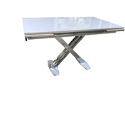 Resim Masa X AYAK Model Metal Transmisyon Nikelaj Dikdörtgen Kelebek Yan Açılır TEMPERLİ CAM El Yapım 