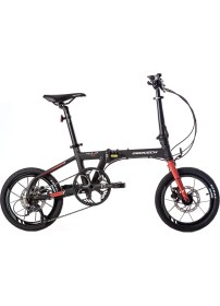 Resim Geotech Fold Up 16D 16 Jant 9 Vites Hd Katlanır Bisiklet - Mat Siyah Kırmızı 