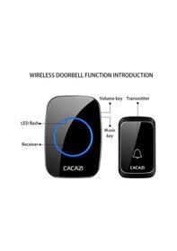 Resim Kablosuz Kapı Zili 60 Melodi, Uzun Menzil, Pilli 1 Alıcı + 1 Buton 