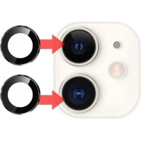Resim I-Stone Metal Kamera Koruma Lensi Apple iPhone 12 Siyah 