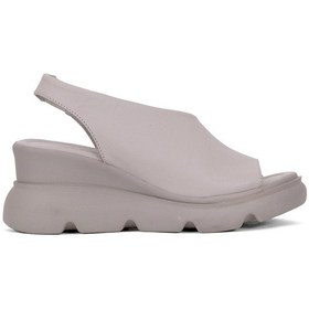 Resim Elit Lyna Kadın Hakiki Deri Dolgu Topuk Sandalet Gri Gri 