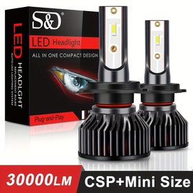 Resim S&D 2 Adet H7 Led Ampul Canbus H4 Far Lambası H1 H11 Sis Farları 9006 Hb4 9005 Hb3 9012 Hir2 Led Lampalar 30000LM 100W 3D Otomatik 6500K Süper Mini Diyotlar 