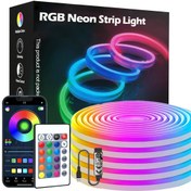 Resim 1 Adet Esnek RGB LED Neon Şerit Işık - Uygulama ve Uzaktan Kumandalı, Ayarlanabilir Renkli USB Güçlü Aydınlatma İç/Dış Mekan Parti Yatak Odası Oturma Odası Oyun Odası Dekoru için, Kolay Kurulumlu Oyun Işıkları 